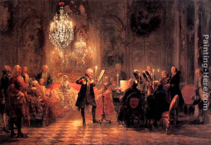 The Flute Concert painting - Adolph von Menzel The Flute Concert art painting